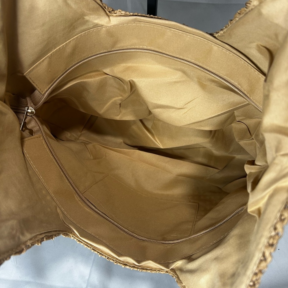 NWT Tan Raffia Woven Tote Bag - Picture 4 of 4